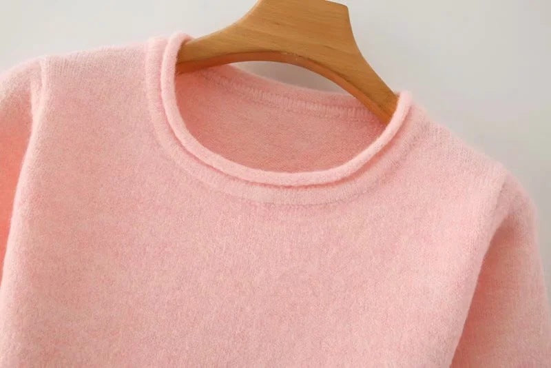 Contemporary Knit: O-Neck Crop Sweater