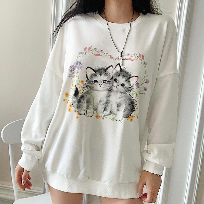 Chic Whimsical: Cute Cartoon Cat Tee