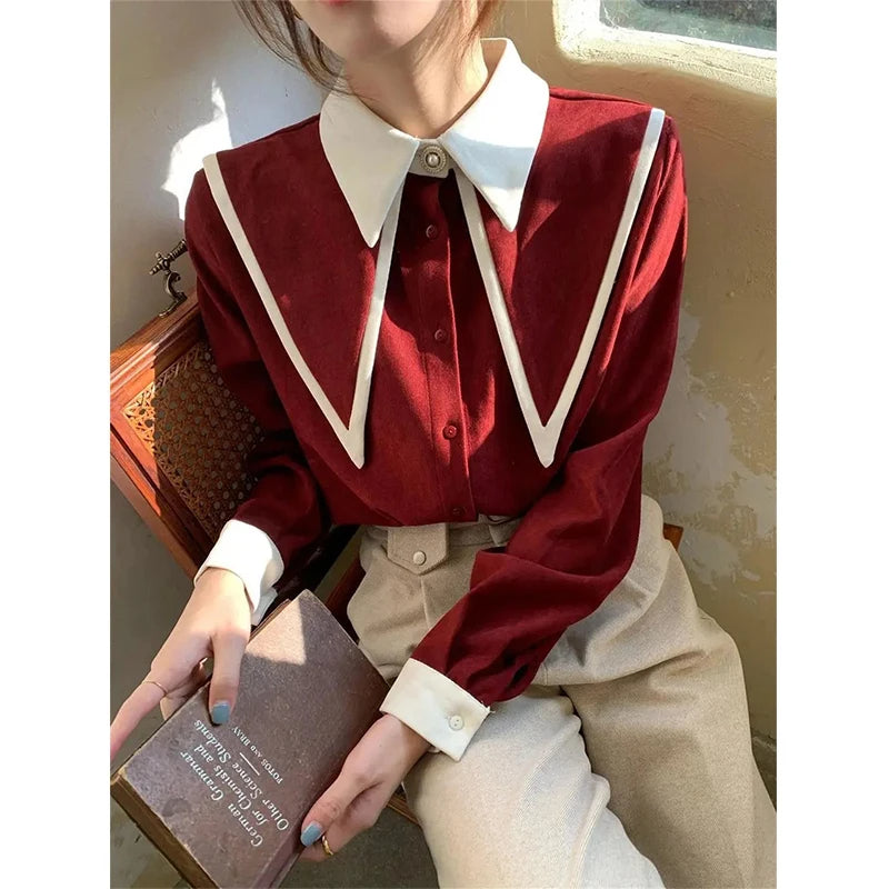 Patchwork Poise Turn-Down Shirt