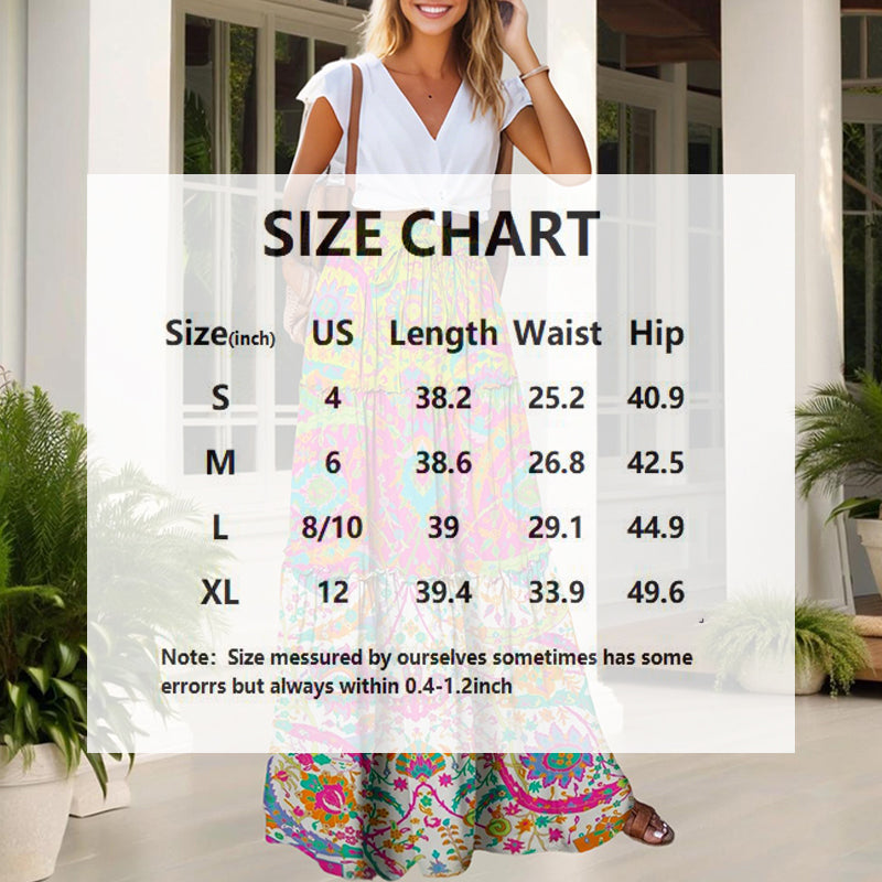 Womens Plus Patchwork Floral Print Drawstring Waist Maxi Skirt