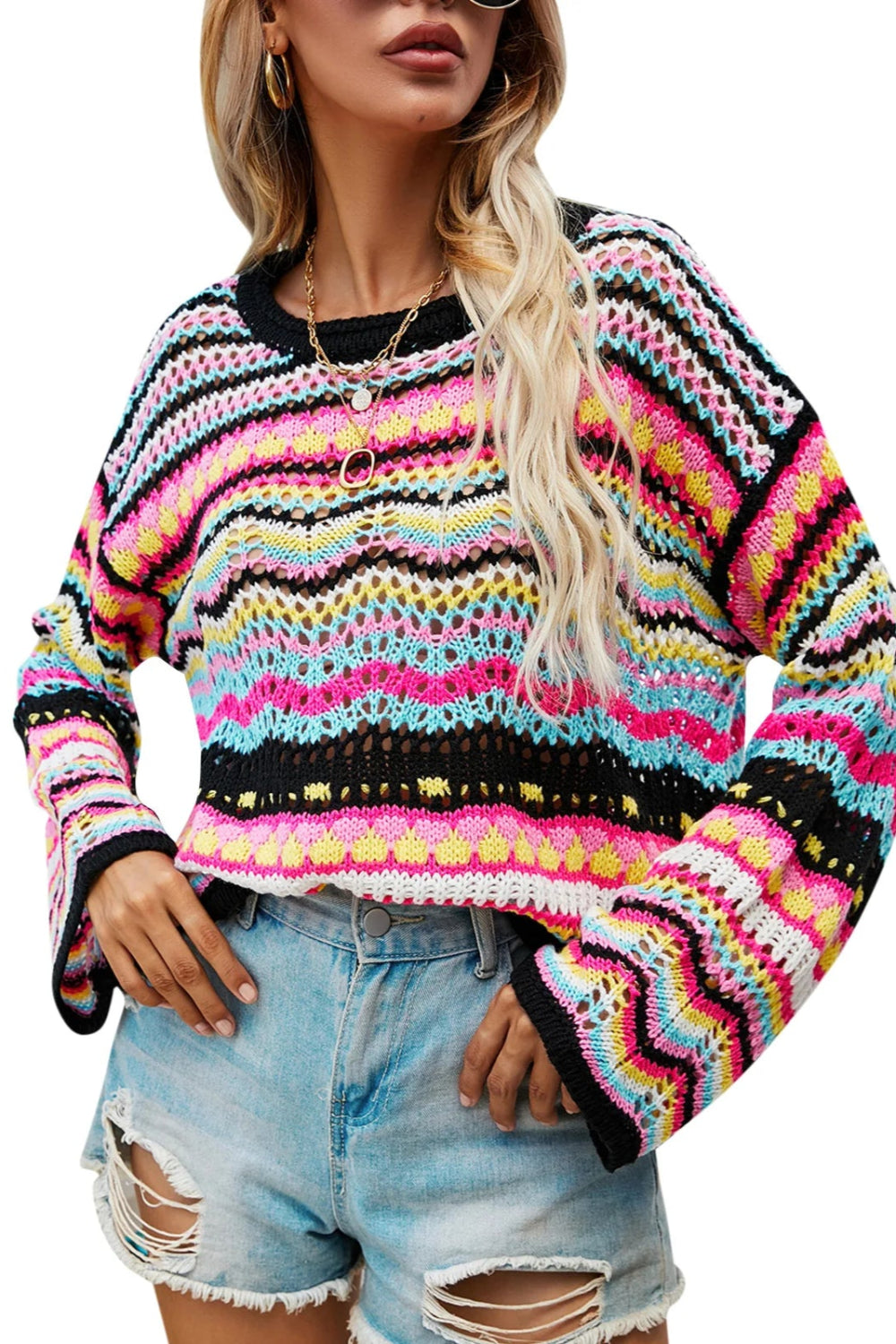 Casual Striped Knit Sweater For Women With 90s Style For 2025 Fall Outfits