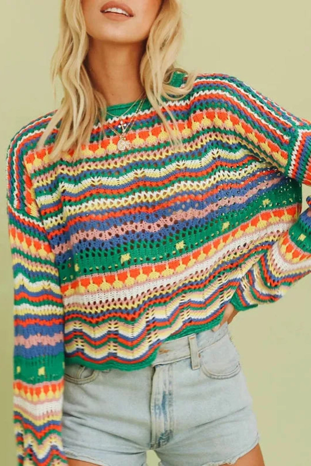 Casual Striped Knit Sweater For Women With 90s Style For 2025 Fall Outfits