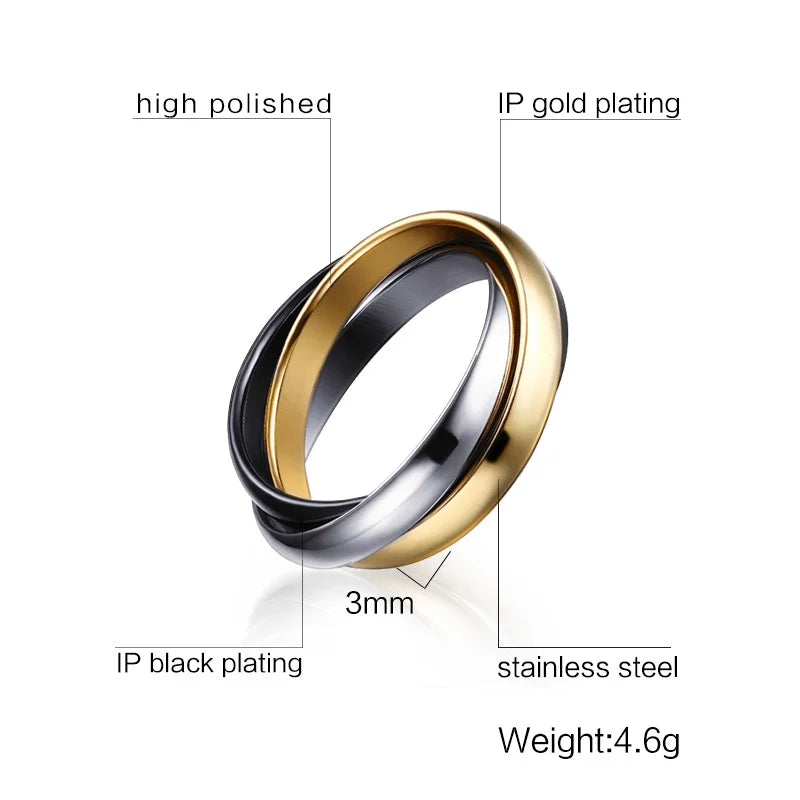Summer Outfit Jewelry Stainless Steel Ring Set With Multi Color Shine