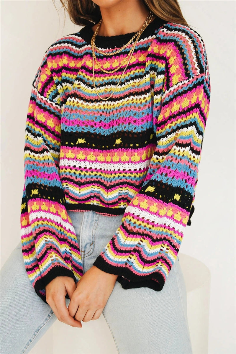 Casual Striped Knit Sweater For Women With 90s Style For 2025 Fall Outfits