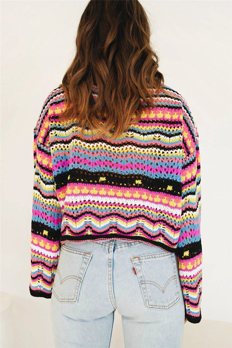 Casual Striped Knit Sweater For Women With 90s Style For 2025 Fall Outfits