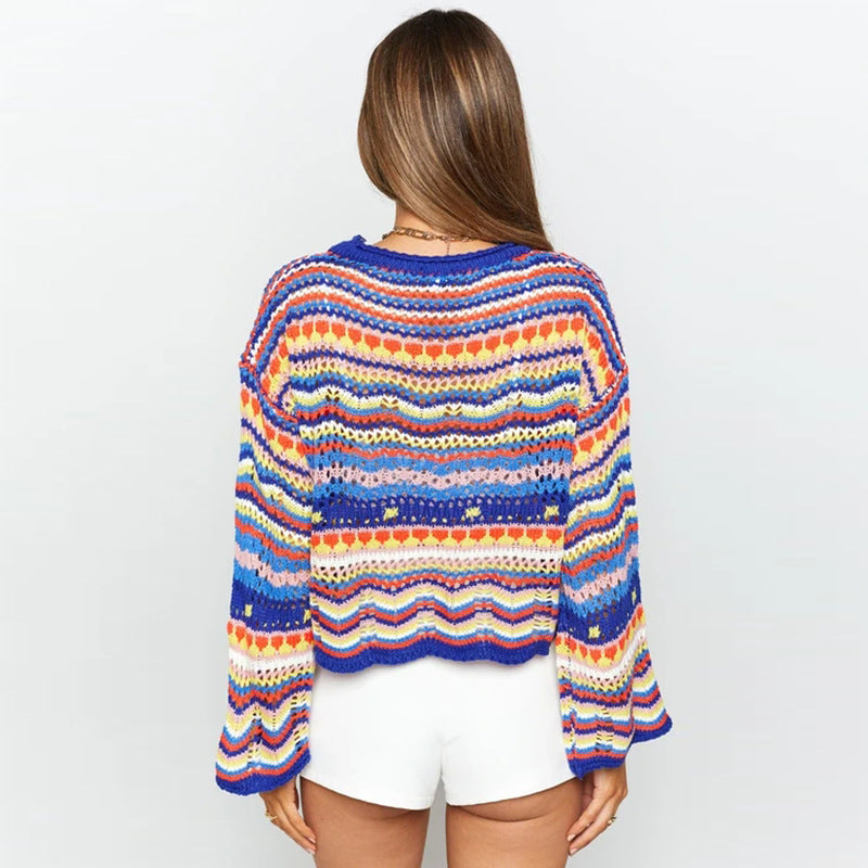 Casual Striped Knit Sweater For Women With 90s Style For 2025 Fall Outfits
