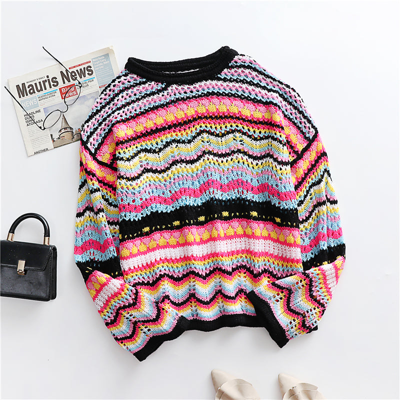 Casual Striped Knit Sweater For Women With 90s Style For 2025 Fall Outfits