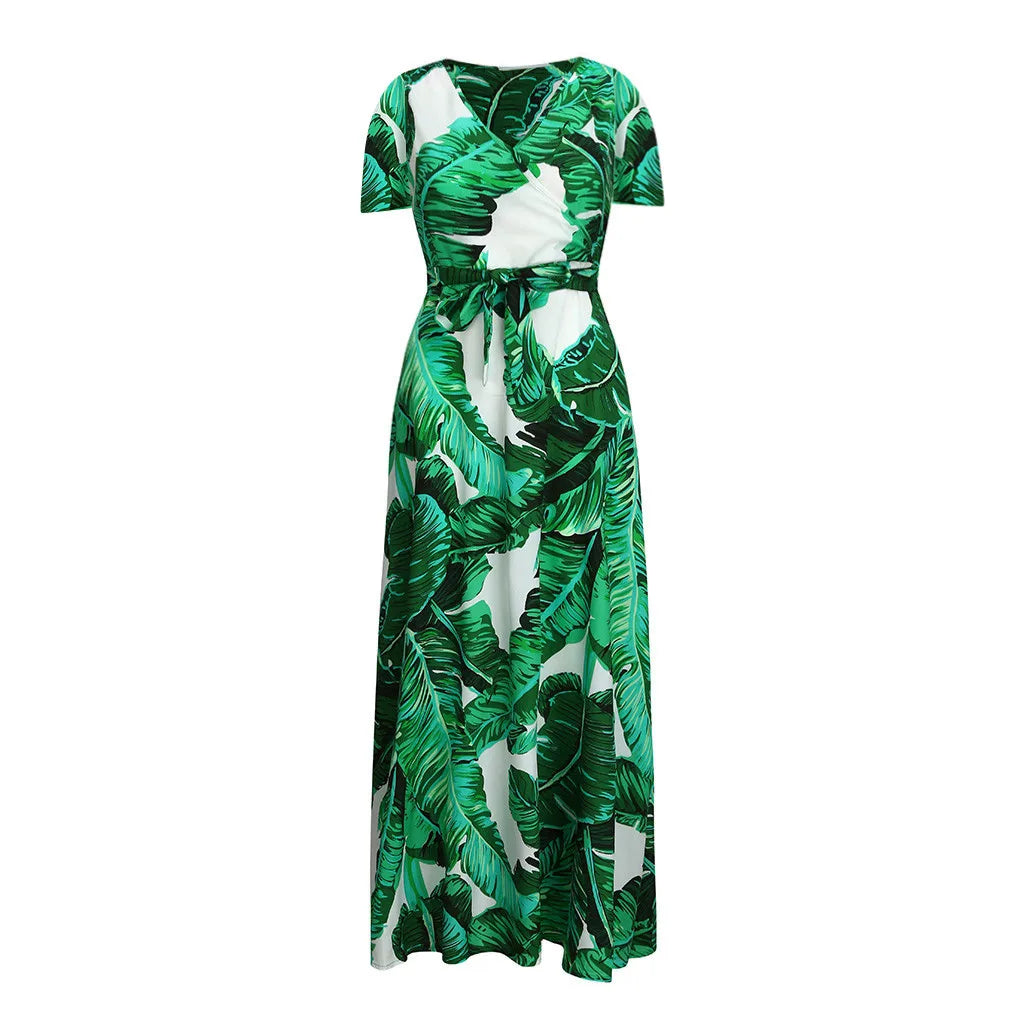 Plus Size Casual Bohemian Leaf Dress