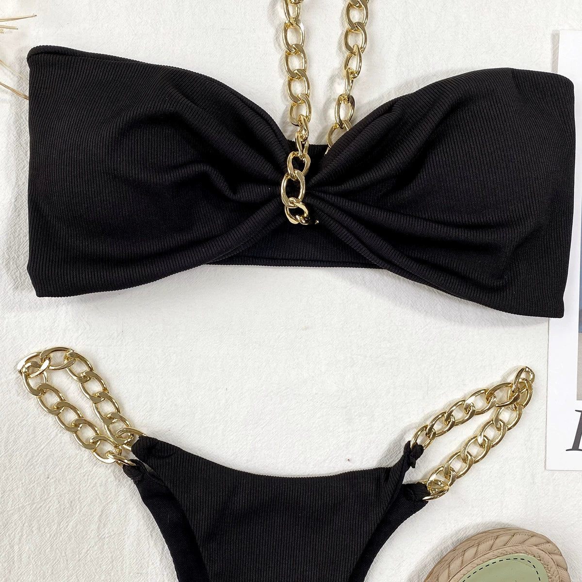 Neck Hanging Bikini With Beach Swimsuit Aesthetic For Summer Outfits