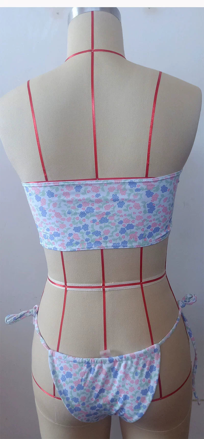 Sweet Print Bikini Set With Hollow Out Details For Summer Swimsuit Aesthetic