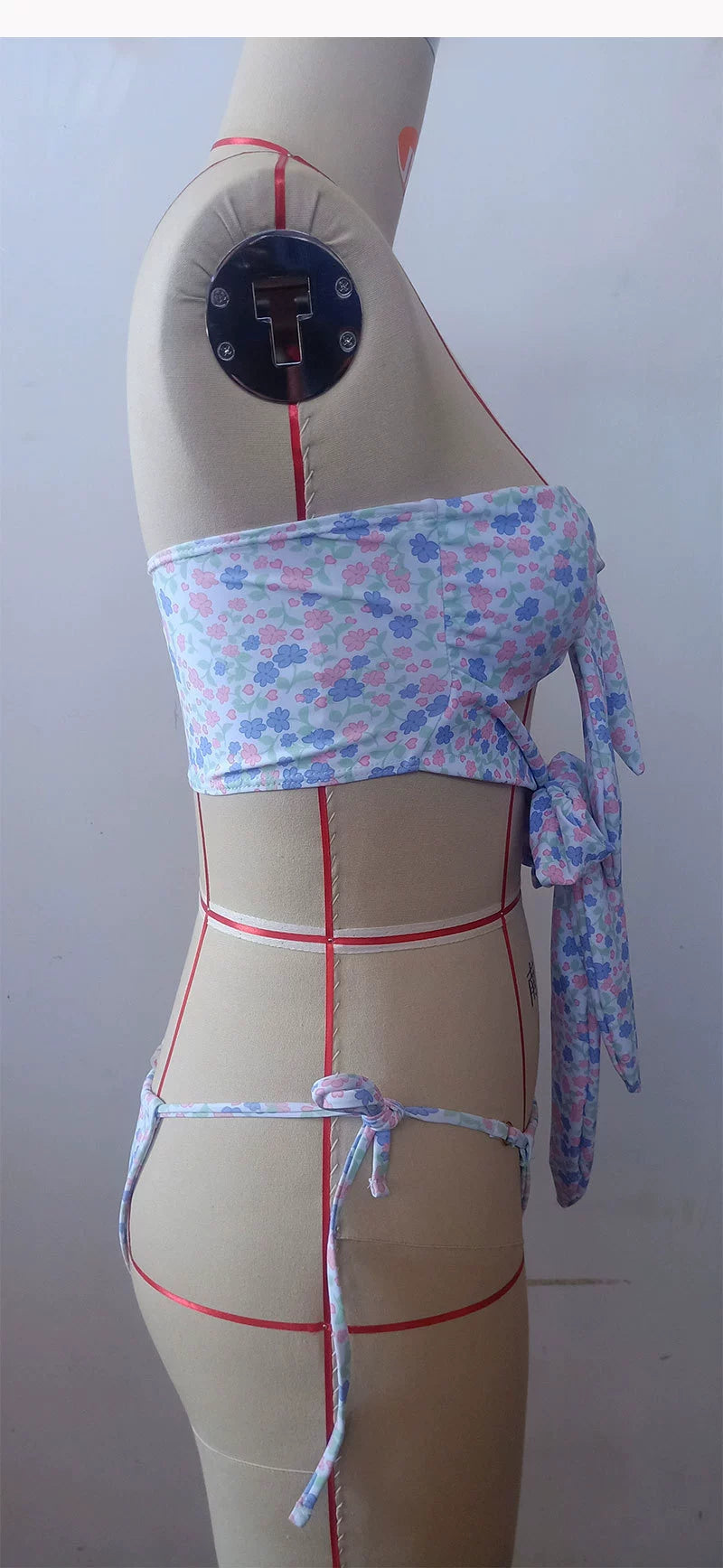 Sweet Print Bikini Set With Hollow Out Details For Summer Swimsuit Aesthetic