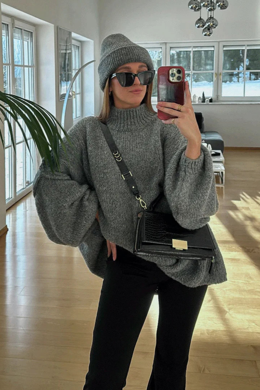 Quilted Elegance Turtleneck Sweater
