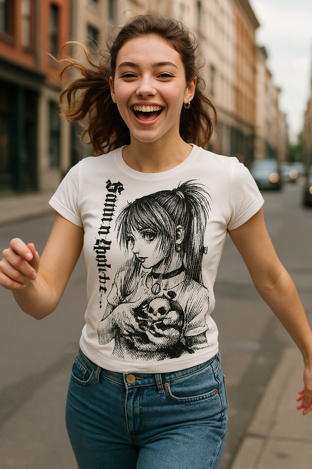 Retrocore O-Neck MicroCrop for Alt-Girl Street Vibes Y2k anime Streetwear Tops T-shirt