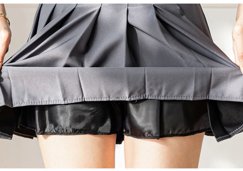 2025 Korean High Waist Pleated Mini Skirt - Kawaii Tennis Skirt, Y2K Preppy Style, Black & White A-Line Streetwear Skirt for Women