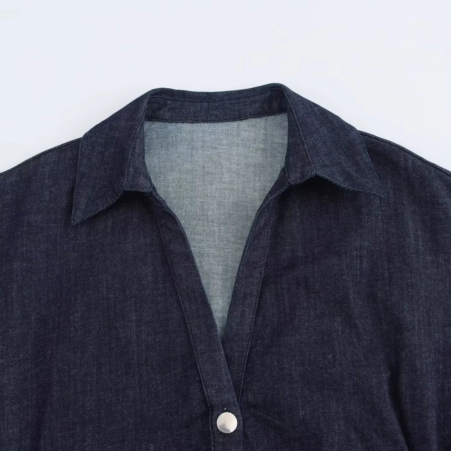 Denim Dress With Zipper And Lapel For Spring Fashion Outfits Casual