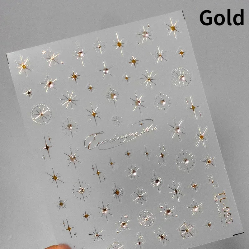 Luxury Korean Nail Decals With Silver And Gold Accents For Autumn Nails Fashion