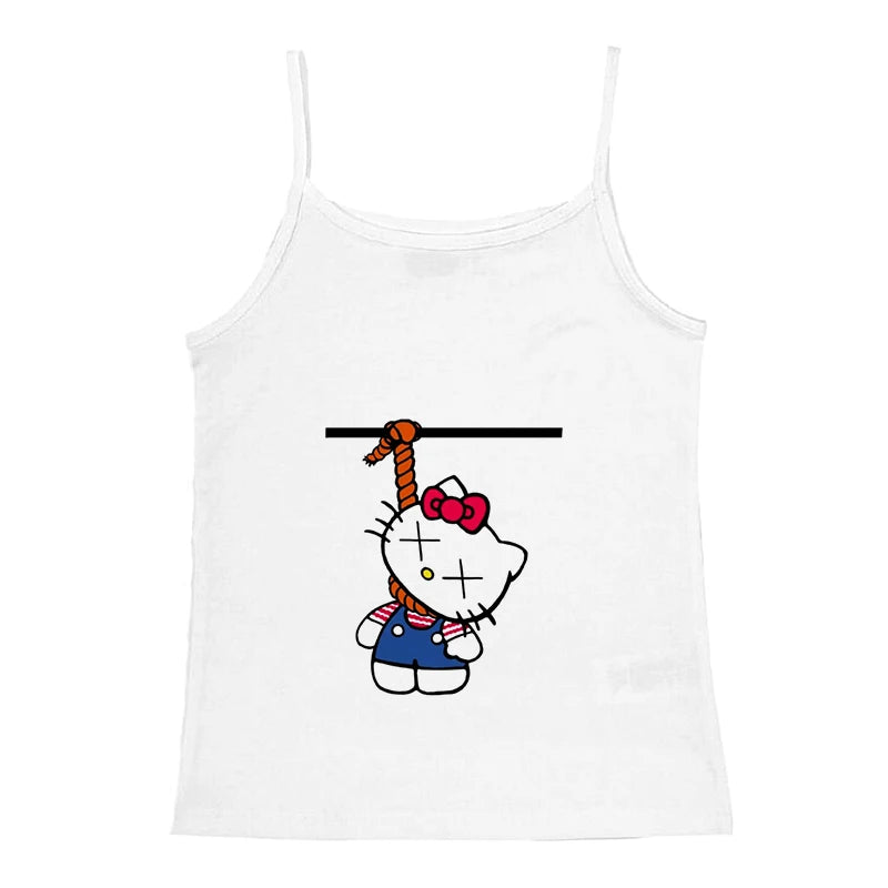 Y2K Baby Tee With Hello Kitty Print For Vintage Summer Outfits Aesthetic And Emo Vibes
