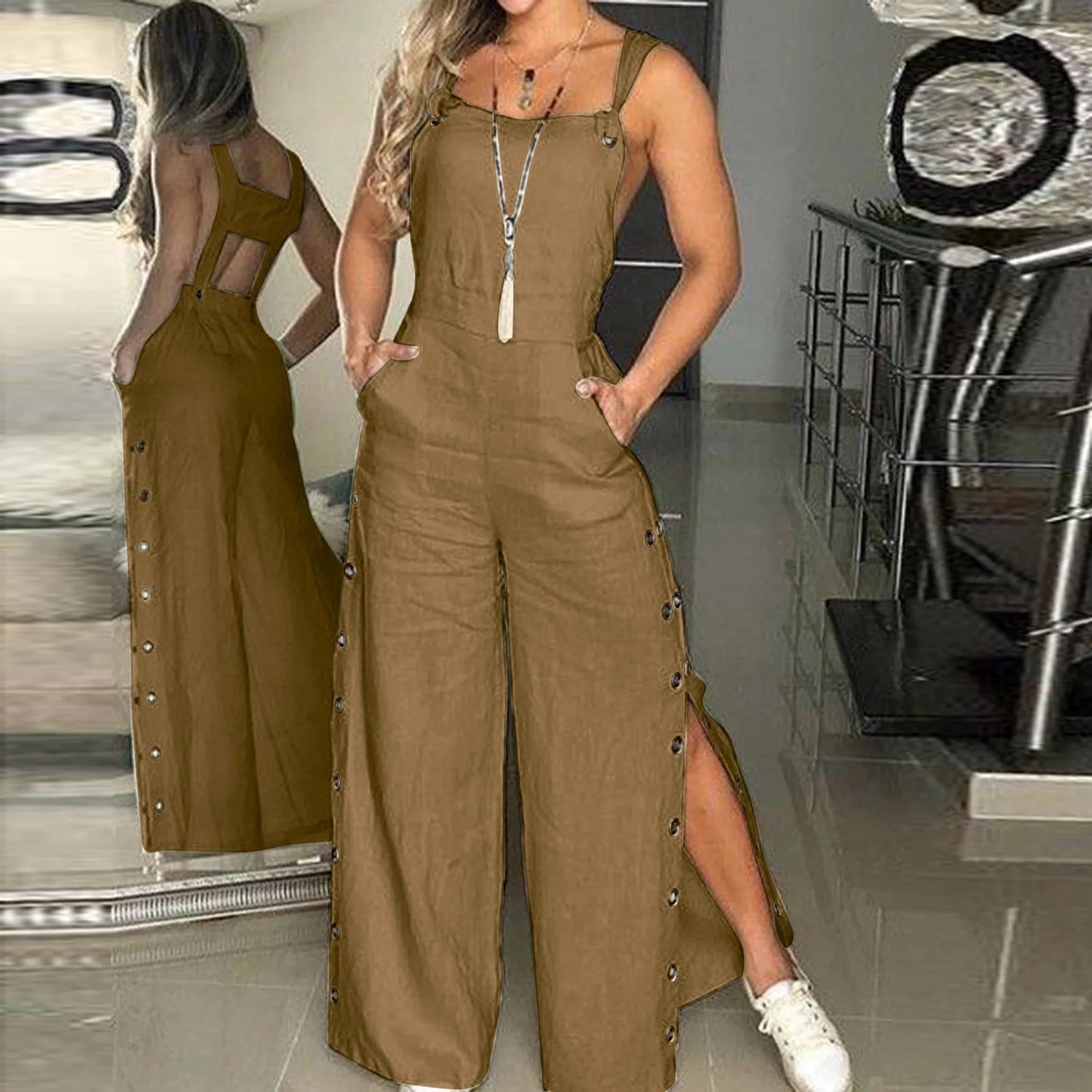 Loose Fit Linen Overalls With Long Pants For Summer Outfit Inspiration And Breezy Vibes