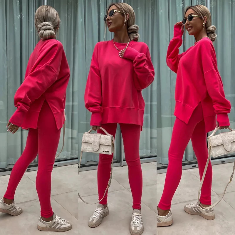 Fall Coord Set With Long Sleeve Hoodie For Yoga And Casual Outfits