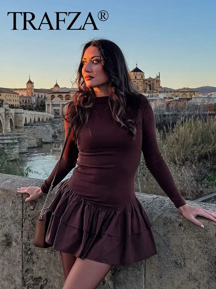 Mini Dress With Boat Neck And Elegant Fit For Spring Fashion Outfits