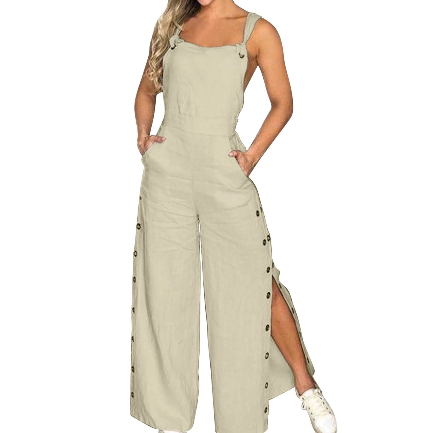 Loose Fit Linen Overalls With Long Pants For Summer Outfit Inspiration And Breezy Vibes