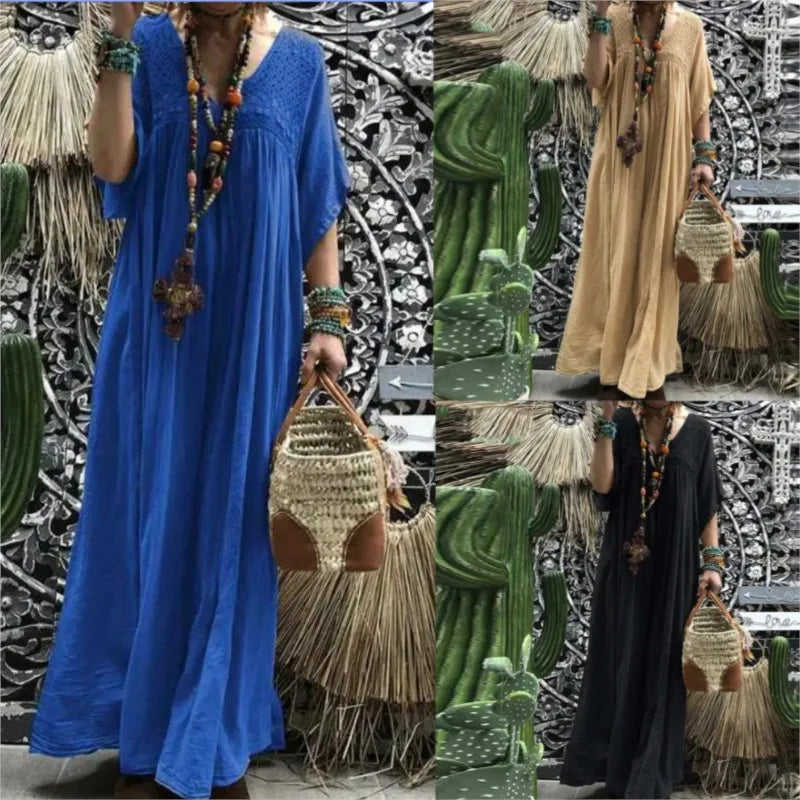 Boho Summer Dress Outfit With Lace Details And Flowy Maxi Skirt Style