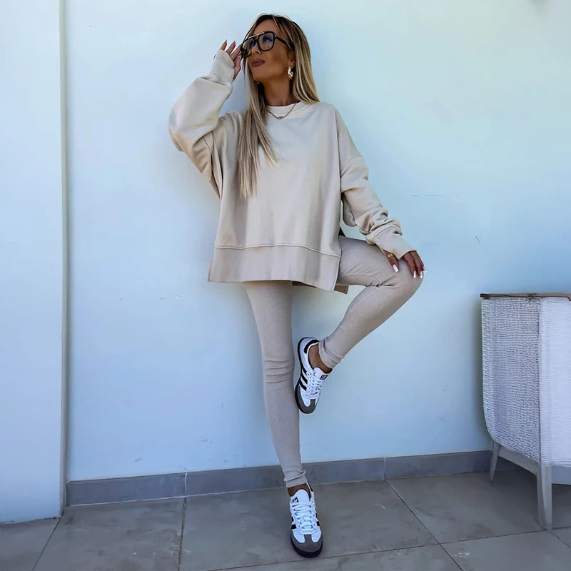 Fall Coord Set With Long Sleeve Hoodie For Yoga And Casual Outfits