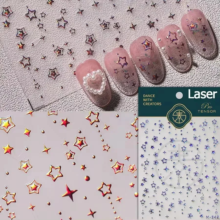 Luxury Korean Nail Decals With Silver And Gold Accents For Autumn Nails Fashion
