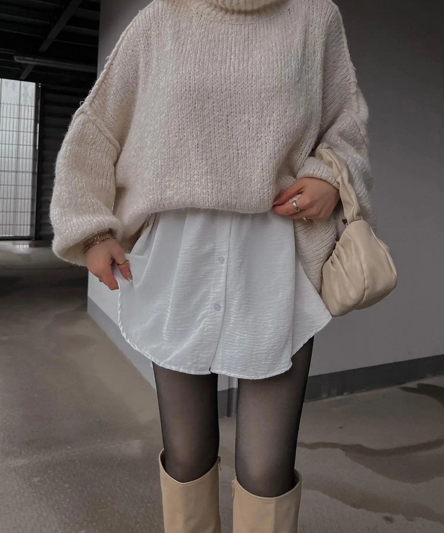 Quilted Elegance Turtleneck Sweater