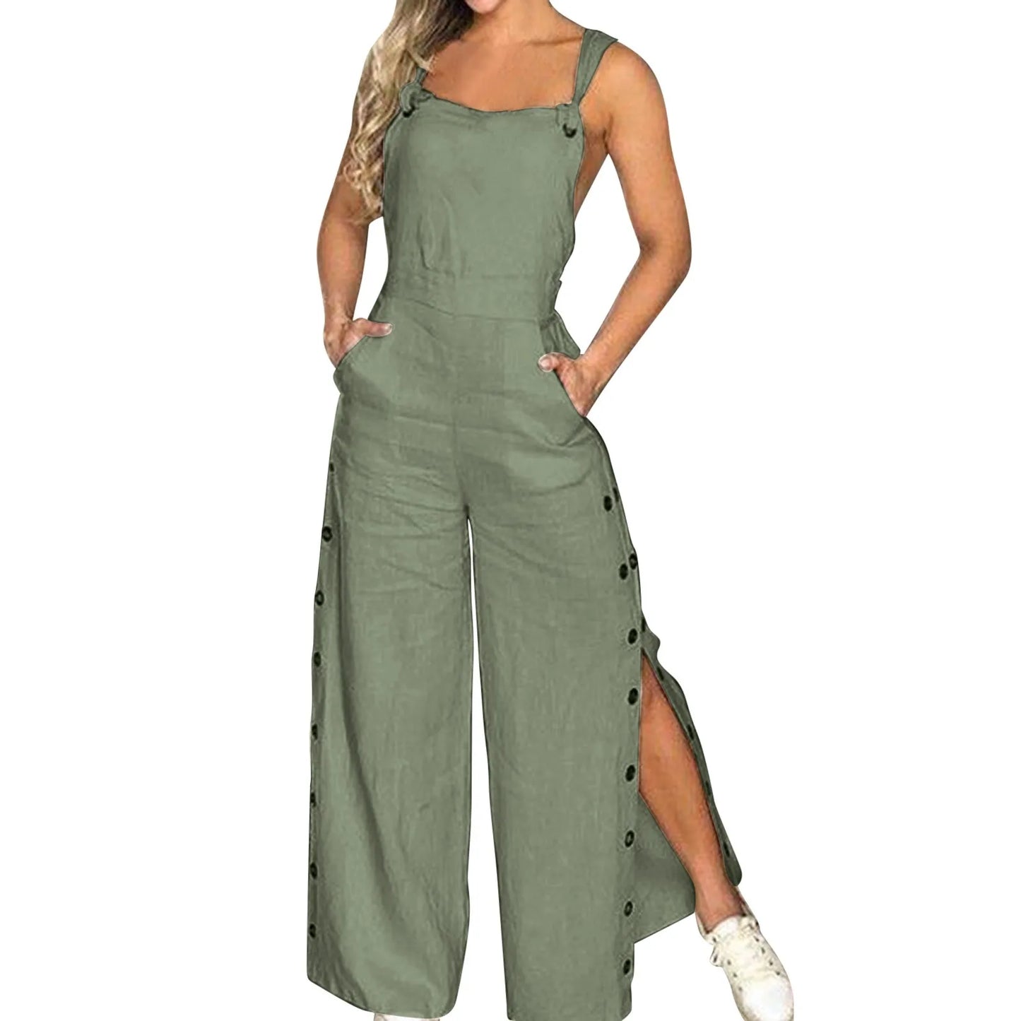 Loose Fit Linen Overalls With Long Pants For Summer Outfit Inspiration And Breezy Vibes