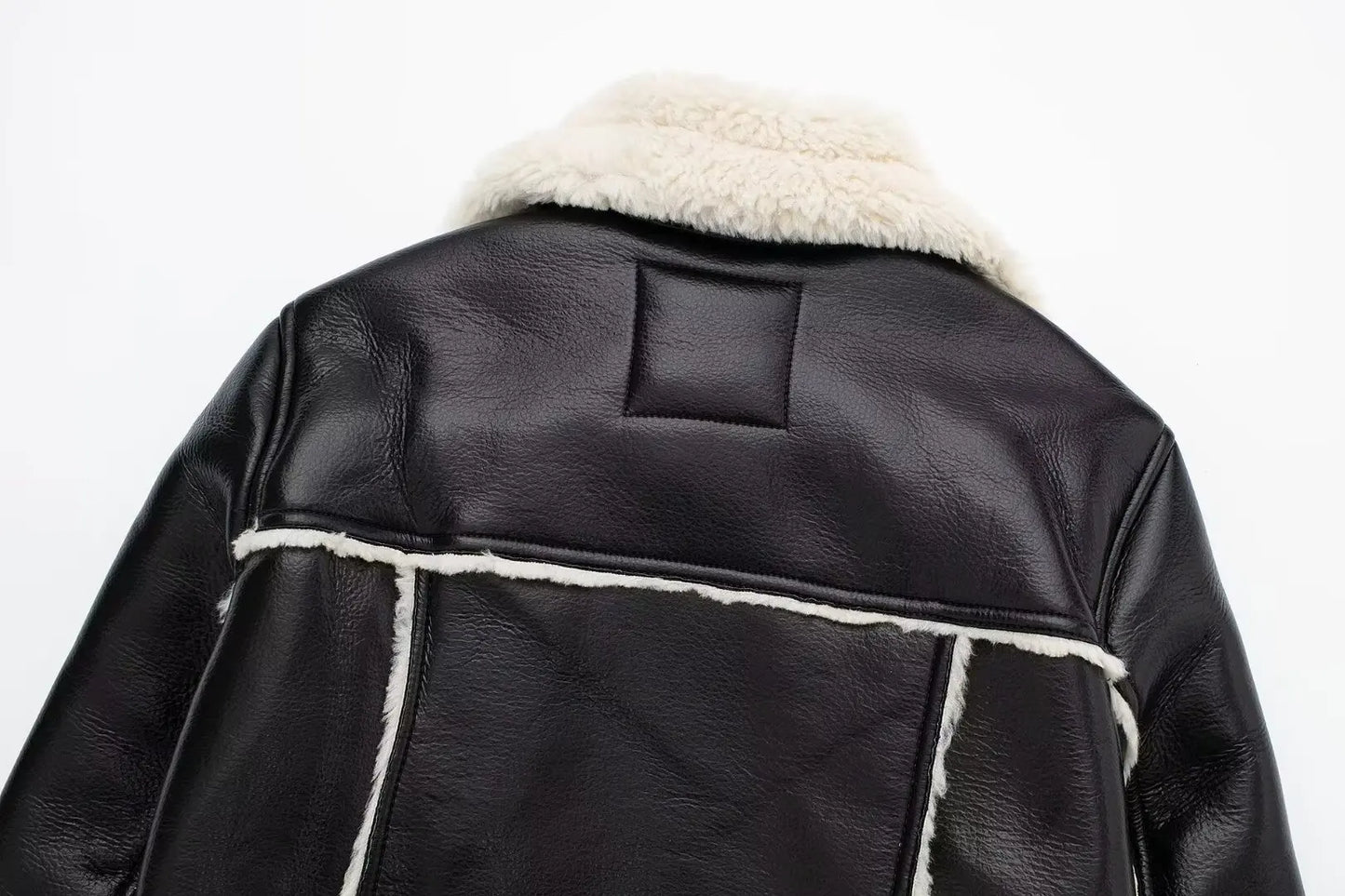 Vintage Faux Leather Jacket With Long Sleeves For Chic Fall Outfit Ideas