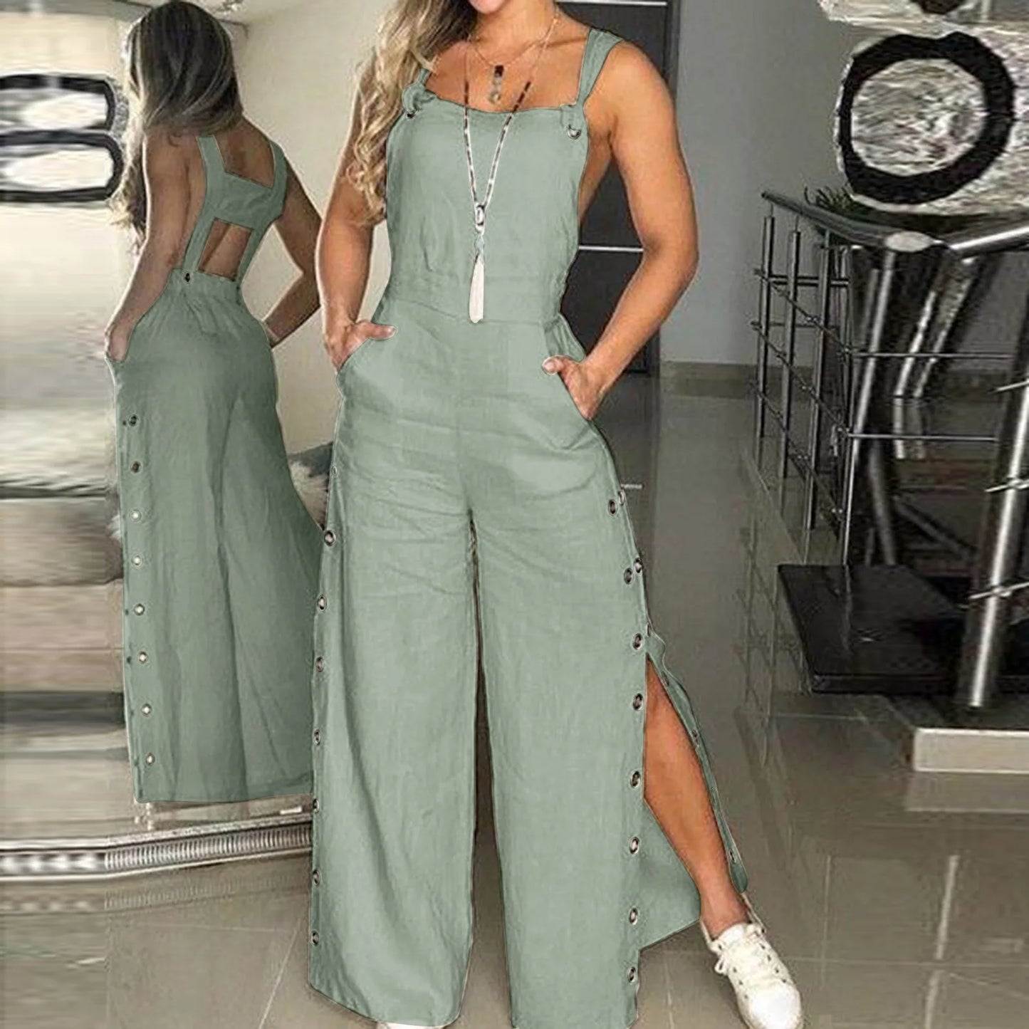 Loose Fit Linen Overalls With Long Pants For Summer Outfit Inspiration And Breezy Vibes