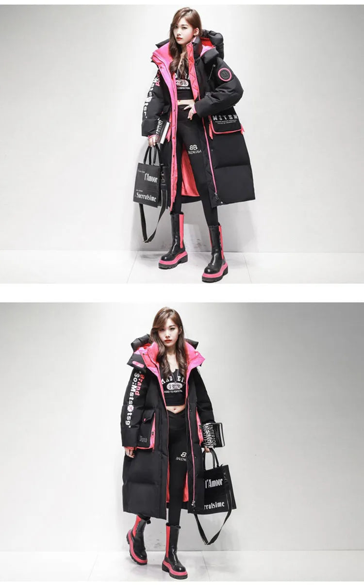 Streetwear Chic Long Hooded Parkas for Women