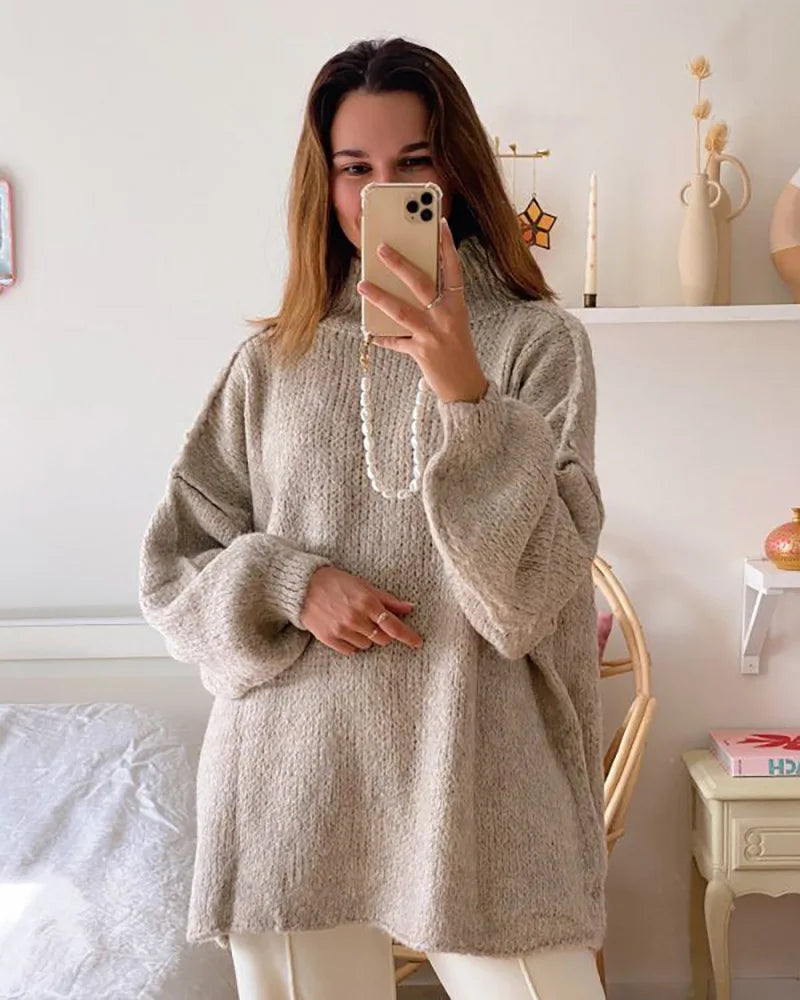 Quilted Elegance Turtleneck Sweater