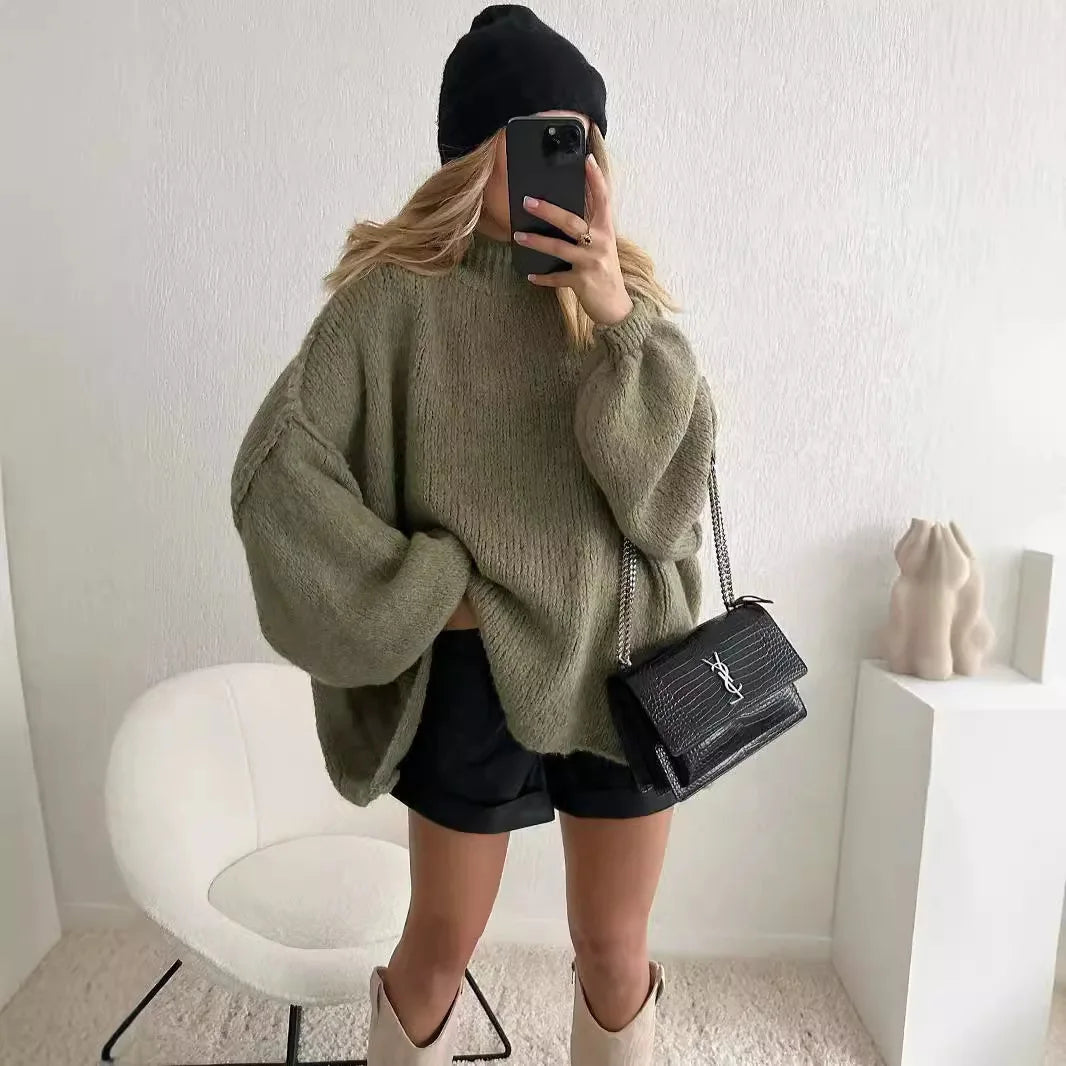 Quilted Elegance Turtleneck Sweater