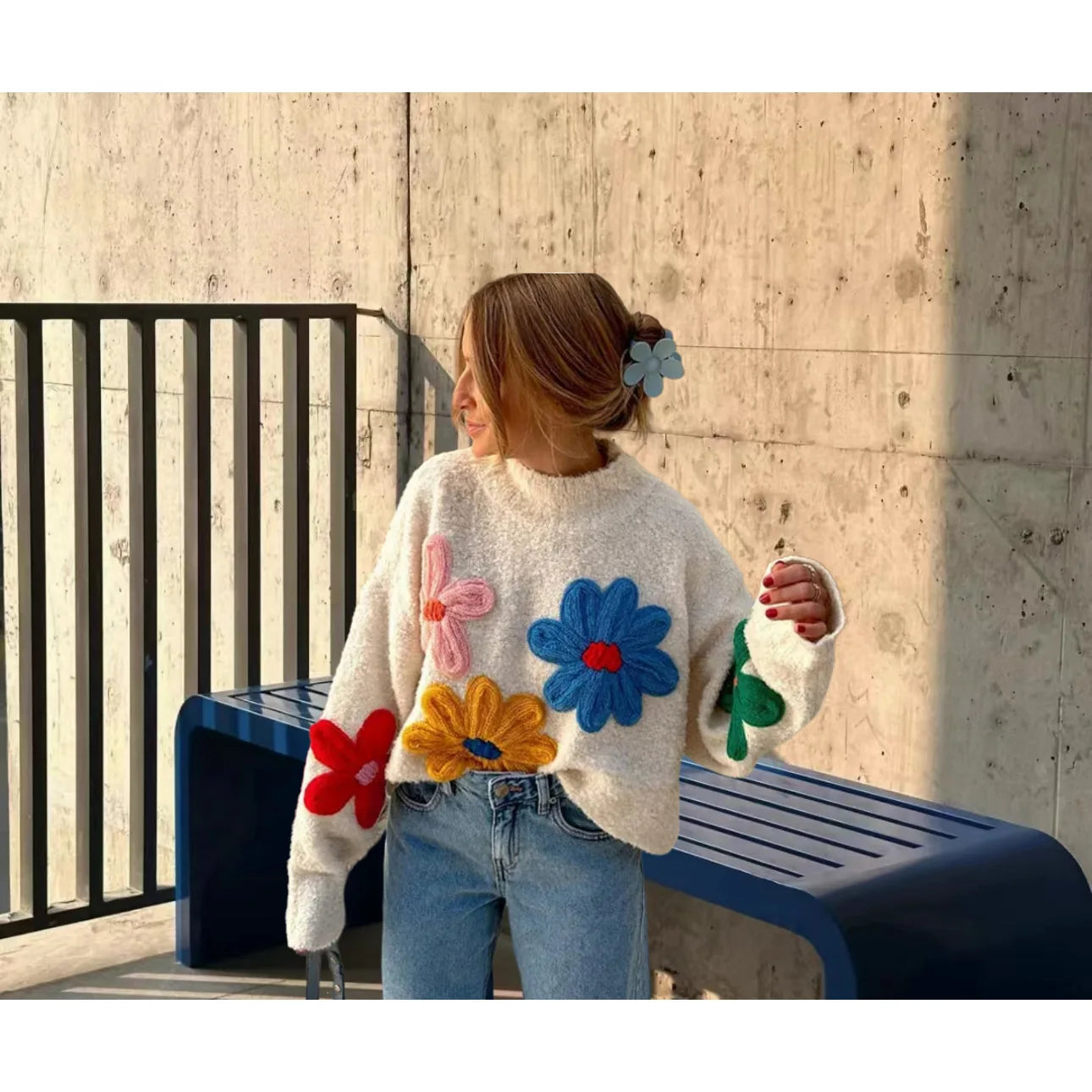 Floral Elegance Knit Sweater