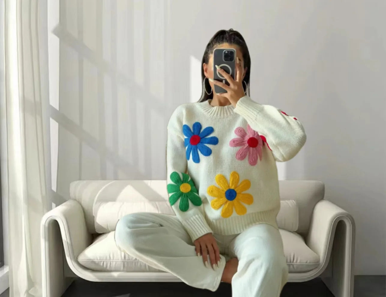 Floral Elegance Knit Sweater