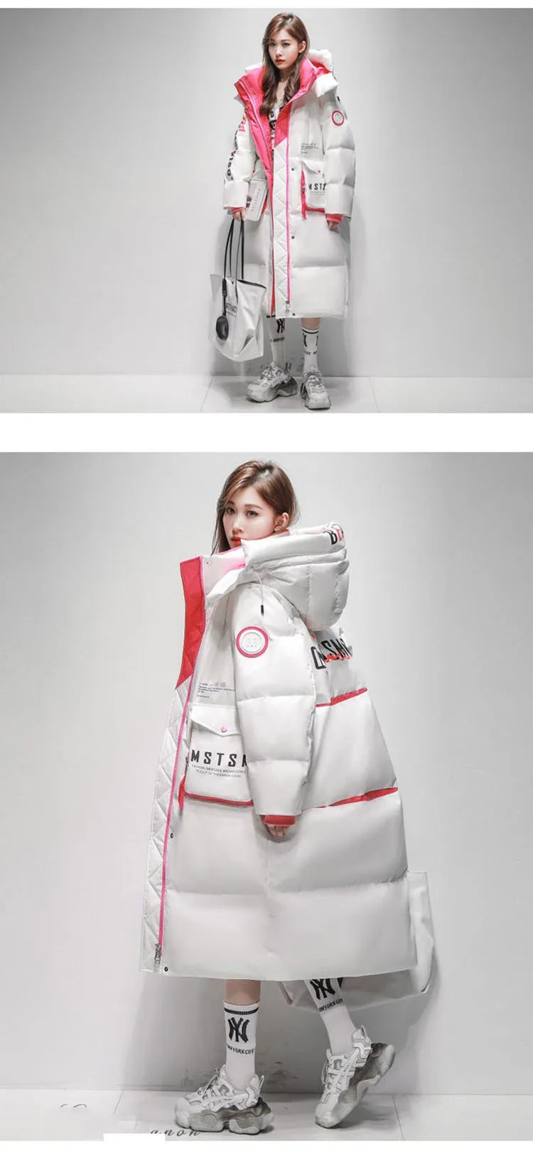 Streetwear Chic Long Hooded Parkas for Women