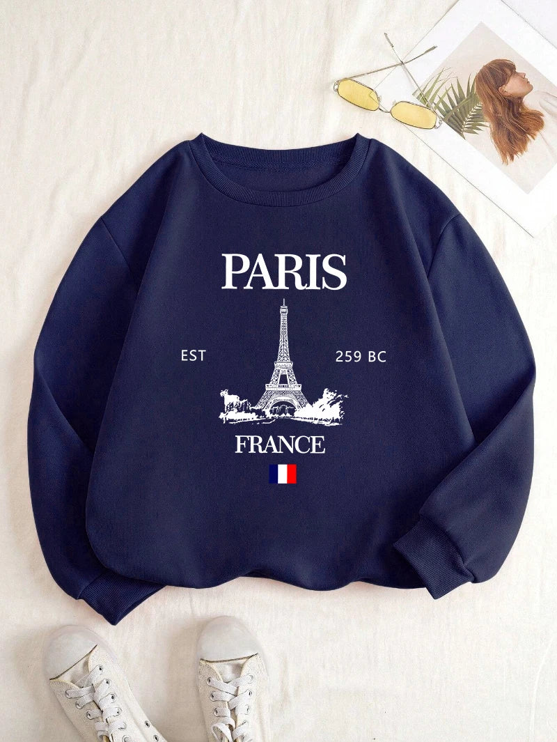 Fall Outfit Sweatshirt For Women With Paris Eiffel Tower Graphic Design