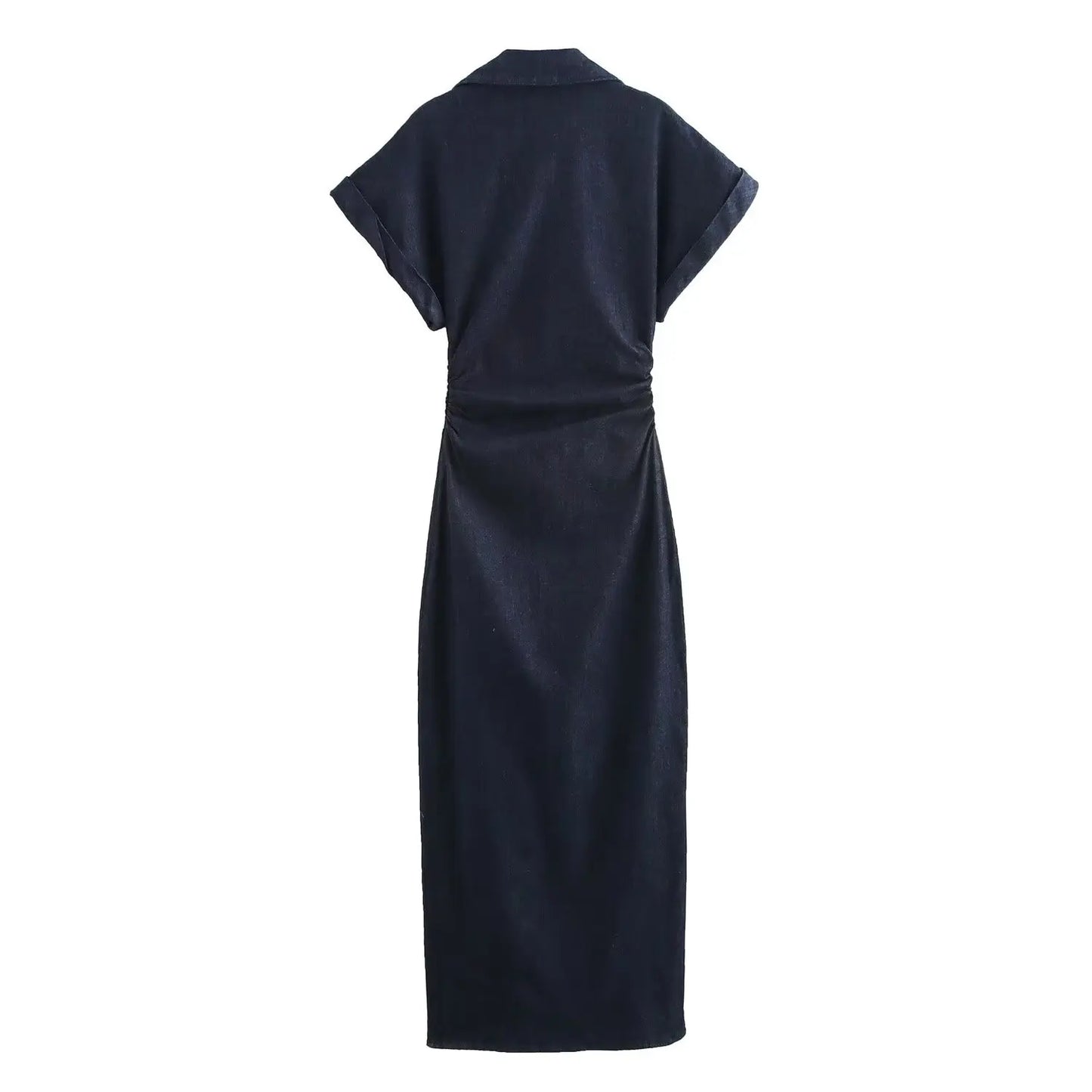 Denim Dress With Zipper And Lapel For Spring Fashion Outfits Casual
