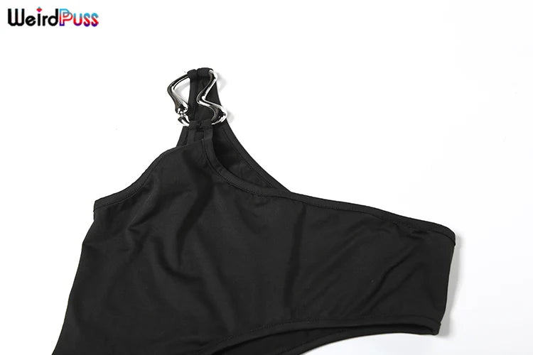Midnight Clubwear One Shoulder Bodycon Dress With Hollow Cutouts And Ruched Detail