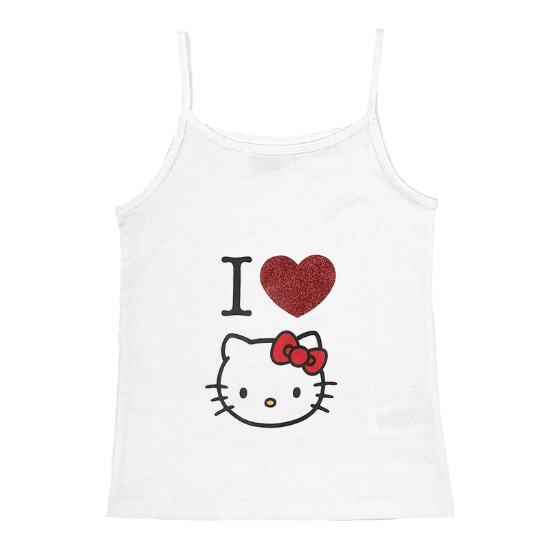 Y2K Baby Tee With Hello Kitty Print For Vintage Summer Outfits Aesthetic And Emo Vibes