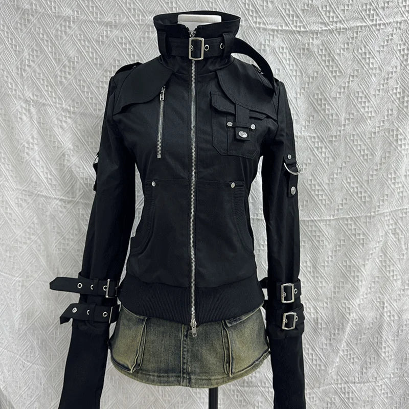 Y2K Winter Outfit Aesthetic Punk Zipper Jacket For Women