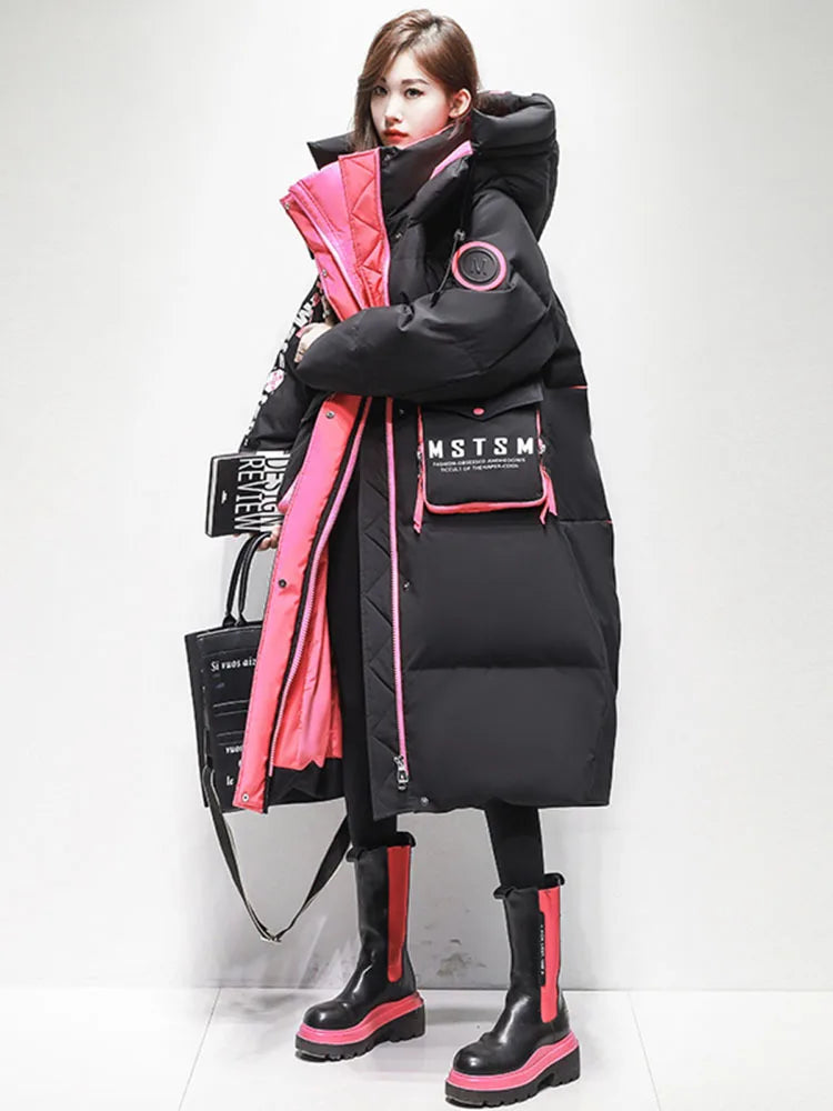 Streetwear Chic Long Hooded Parkas for Women