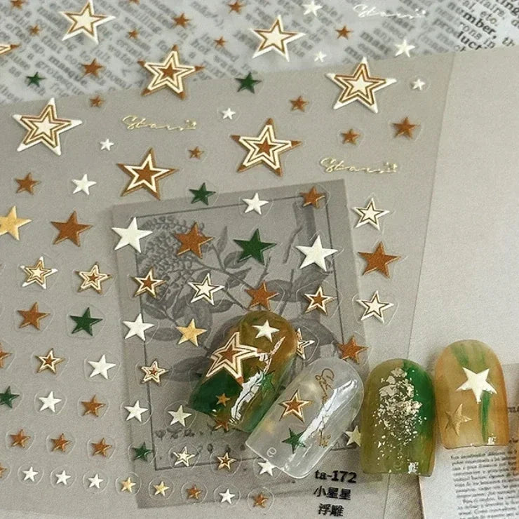 Luxury Korean Nail Decals With Silver And Gold Accents For Autumn Nails Fashion