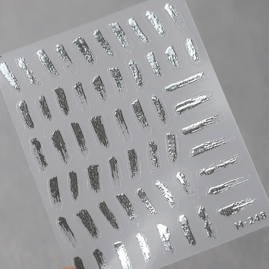 White Wave Line Nail Decals For Autumn Nails Looks And Manicure Design Ideas