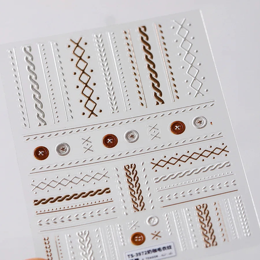 White Wave Line Nail Decals For Autumn Nails Looks And Manicure Design Ideas