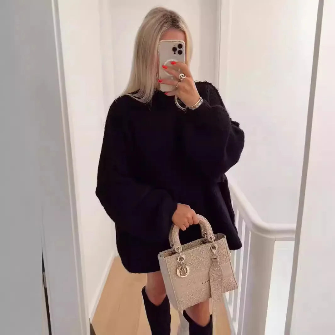 Quilted Elegance Turtleneck Sweater