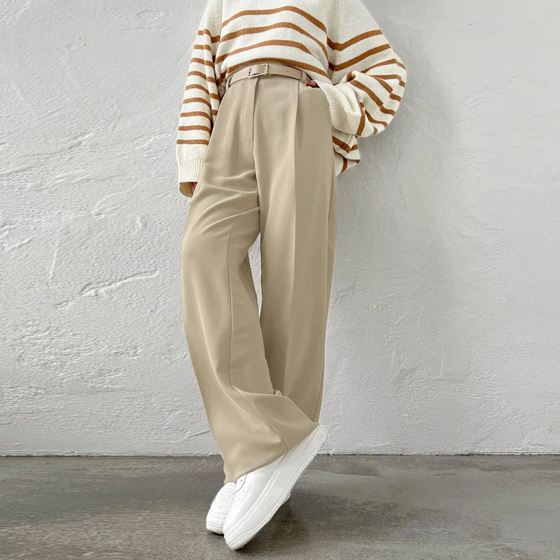 Fall 2025 Elegantcore High Waisted Black Straight Trousers