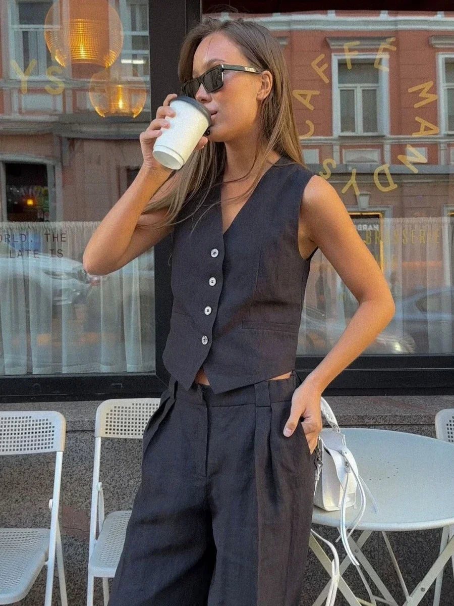 Soft Tone Linen Blend Suit For Everyday Chic Office Looks